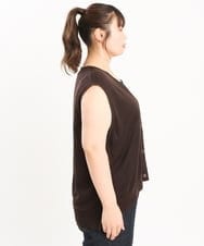 OLFKS21079 eur3(エウルキューブ) 【大きいサイズ】Vネックニットベスト ブラウン(87）