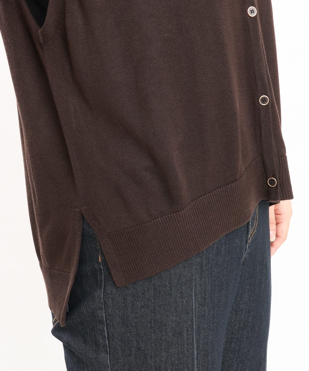 OLFKS21079 eur3(エウルキューブ) 【大きいサイズ】Vネックニットベスト ブラウン(87）