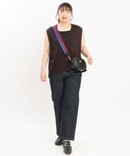 OLFKS21079 eur3(エウルキューブ) 【大きいサイズ】Vネックニットベスト ブラウン(87）