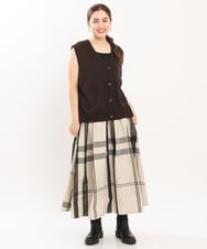 OLFKS21079 eur3(エウルキューブ) 【大きいサイズ】Vネックニットベスト ブラウン(87）