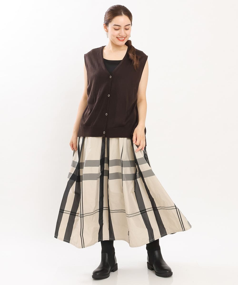 OLFKS21079 eur3(エウルキューブ) 【大きいサイズ】Vネックニットベスト ブラウン(87）