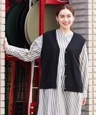 OLFKS21079 eur3(エウルキューブ) 【大きいサイズ】Vネックニットベスト ブラック(94)