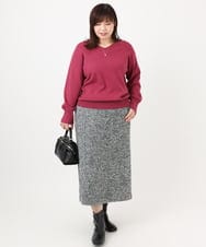 OLFLA03054 eur3(エウルキューブ) 【大きいサイズ/新色追加】Vネックパフスリーブニット ピンク(03)
