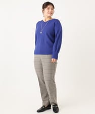 OLFLA03054 eur3(エウルキューブ) 【大きいサイズ/新色追加】Vネックパフスリーブニット ブルー(55)