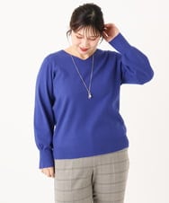 OLFLA03054 eur3(エウルキューブ) 【大きいサイズ/新色追加】Vネックパフスリーブニット ブルー(55)