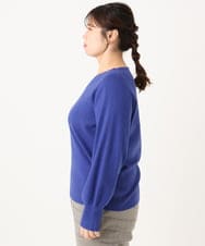 OLFLA03054 eur3(エウルキューブ) 【大きいサイズ/新色追加】Vネックパフスリーブニット ブルー(55)