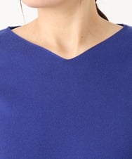 OLFLA03054 eur3(エウルキューブ) 【大きいサイズ/新色追加】Vネックパフスリーブニット ブルー(55)