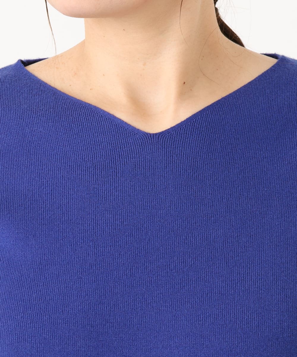 OLFLA03054 eur3(エウルキューブ) 【大きいサイズ/新色追加】Vネックパフスリーブニット ブルー(55)