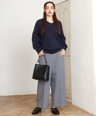 OLFLA03054 eur3(エウルキューブ) 【大きいサイズ/新色追加】Vネックパフスリーブニット ネイビー(57)