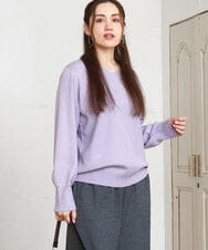 OLFLA03054 eur3(エウルキューブ) 【大きいサイズ/新色追加】Vネックパフスリーブニット ラベンダー(60)