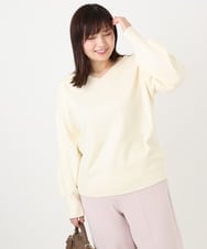 OLFLA03054 eur3(エウルキューブ) 【大きいサイズ/新色追加】Vネックパフスリーブニット アイボリー(80)