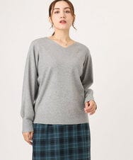 OLFLA03054 eur3(エウルキューブ) 【大きいサイズ/新色追加】Vネックパフスリーブニット グレー(92)