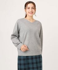 OLFLA03054 eur3(エウルキューブ) 【大きいサイズ/新色追加】Vネックパフスリーブニット グレー(92)