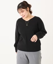 OLFLA03054 eur3(エウルキューブ) 【大きいサイズ/新色追加】Vネックパフスリーブニット ブラック(94)