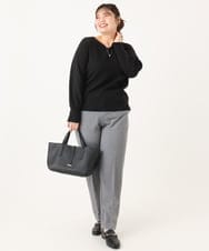 OLFLA03054 eur3(エウルキューブ) 【大きいサイズ/新色追加】Vネックパフスリーブニット ブラック(94)