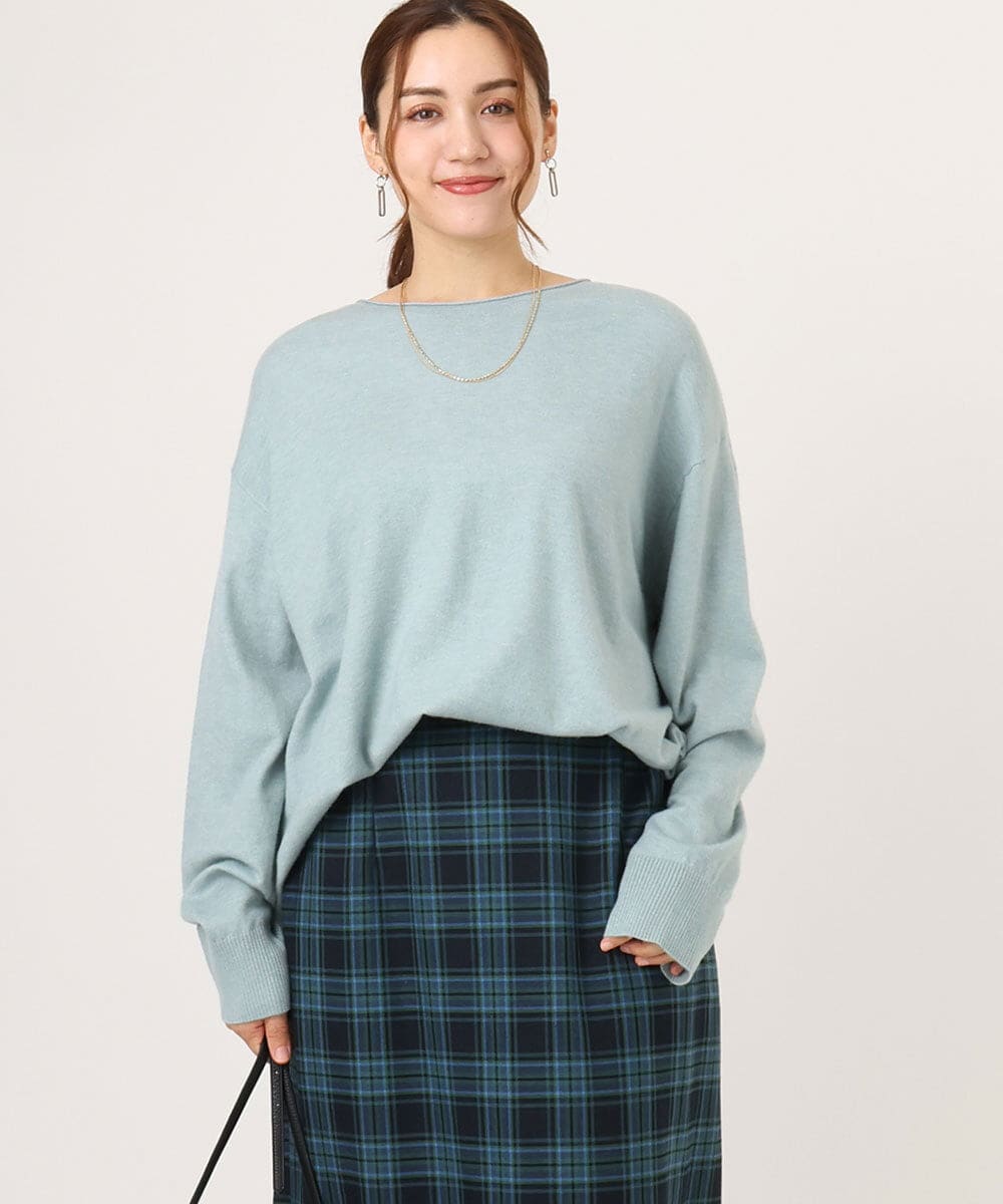 OLFLA07079 eur3(エウルキューブ) 【大きいサイズ】ボクシーシルエットニット ライトグリーン(30)