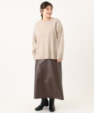 OLFLA07079 eur3(エウルキューブ) 【大きいサイズ】ボクシーシルエットニット ベージュ(82)（WEB限定カラー）