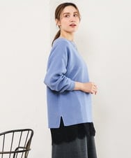 OLFLD01054 eur3(エウルキューブ) 【大きいサイズ】ドロップショルダーニット ライトブルー
