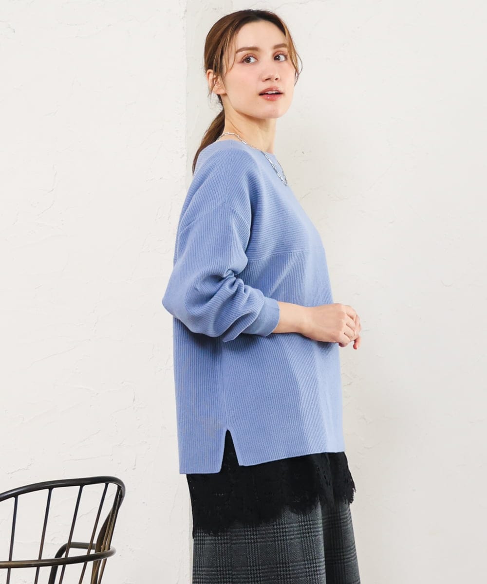 OLFLD01054 eur3(エウルキューブ) 【大きいサイズ】ドロップショルダーニット ライトブルー