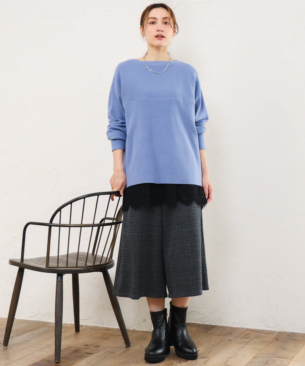 OLFLD01054 eur3(エウルキューブ) 【大きいサイズ】ドロップショルダーニット ライトブルー