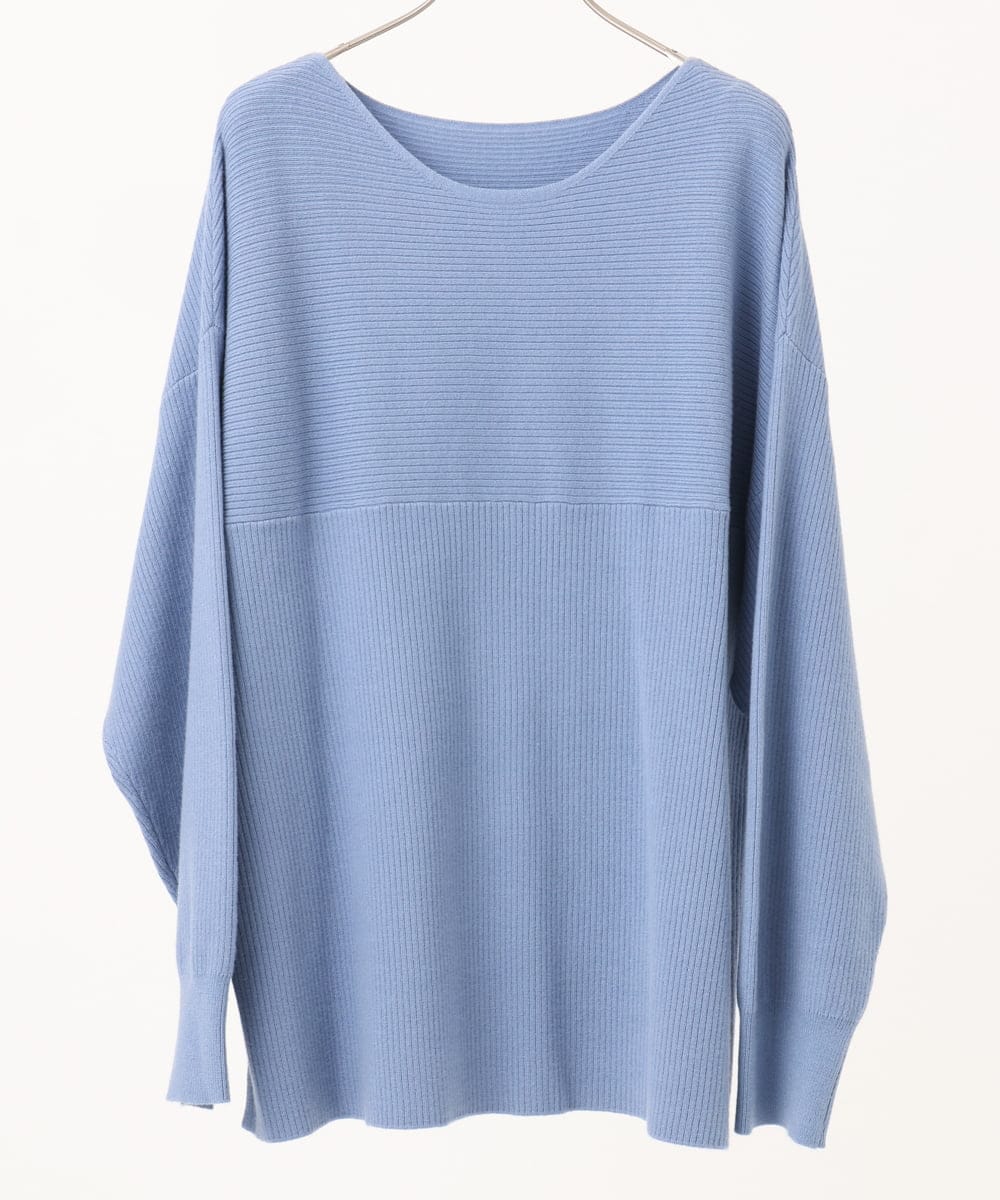 OLFLD01054 eur3(エウルキューブ) 【大きいサイズ】ドロップショルダーニット ライトブルー