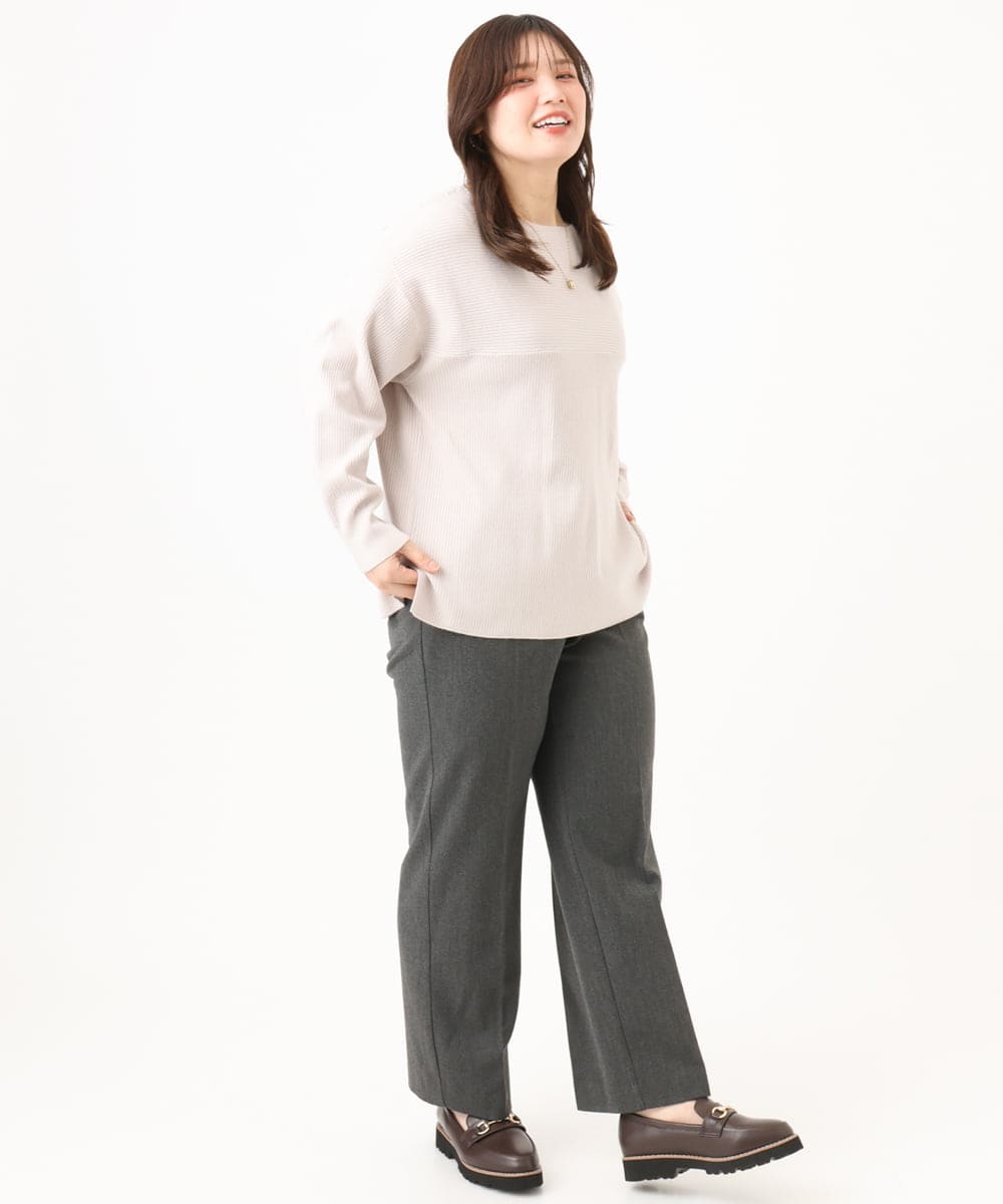 OLFLD01054 eur3(エウルキューブ) 【大きいサイズ】ドロップショルダーニット グレージュ