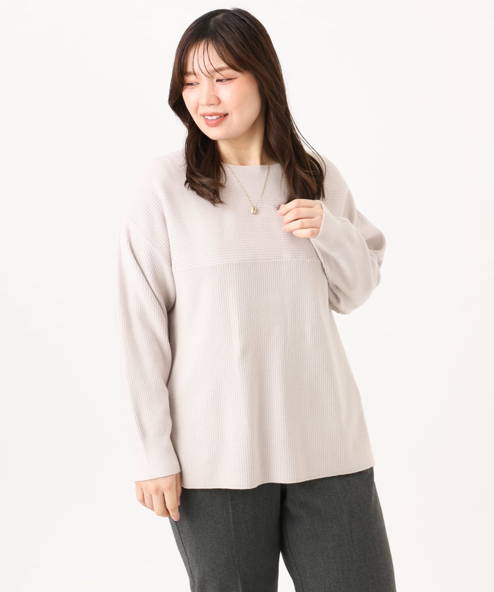 OLFLD01054 eur3(エウルキューブ) 【大きいサイズ】ドロップショルダーニット グレージュ
