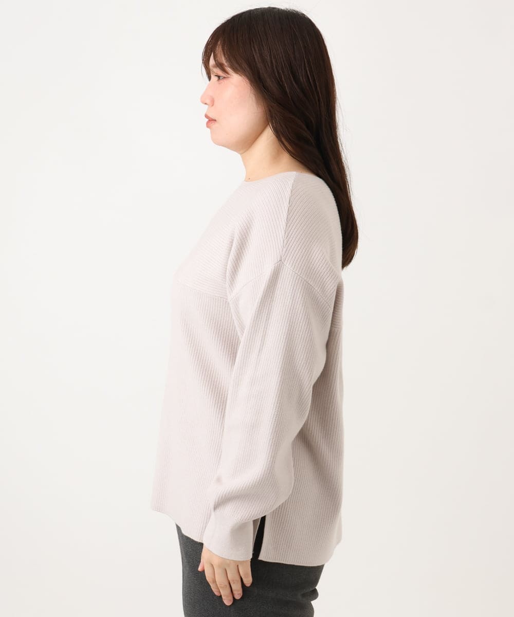 OLFLD01054 eur3(エウルキューブ) 【大きいサイズ】ドロップショルダーニット グレージュ
