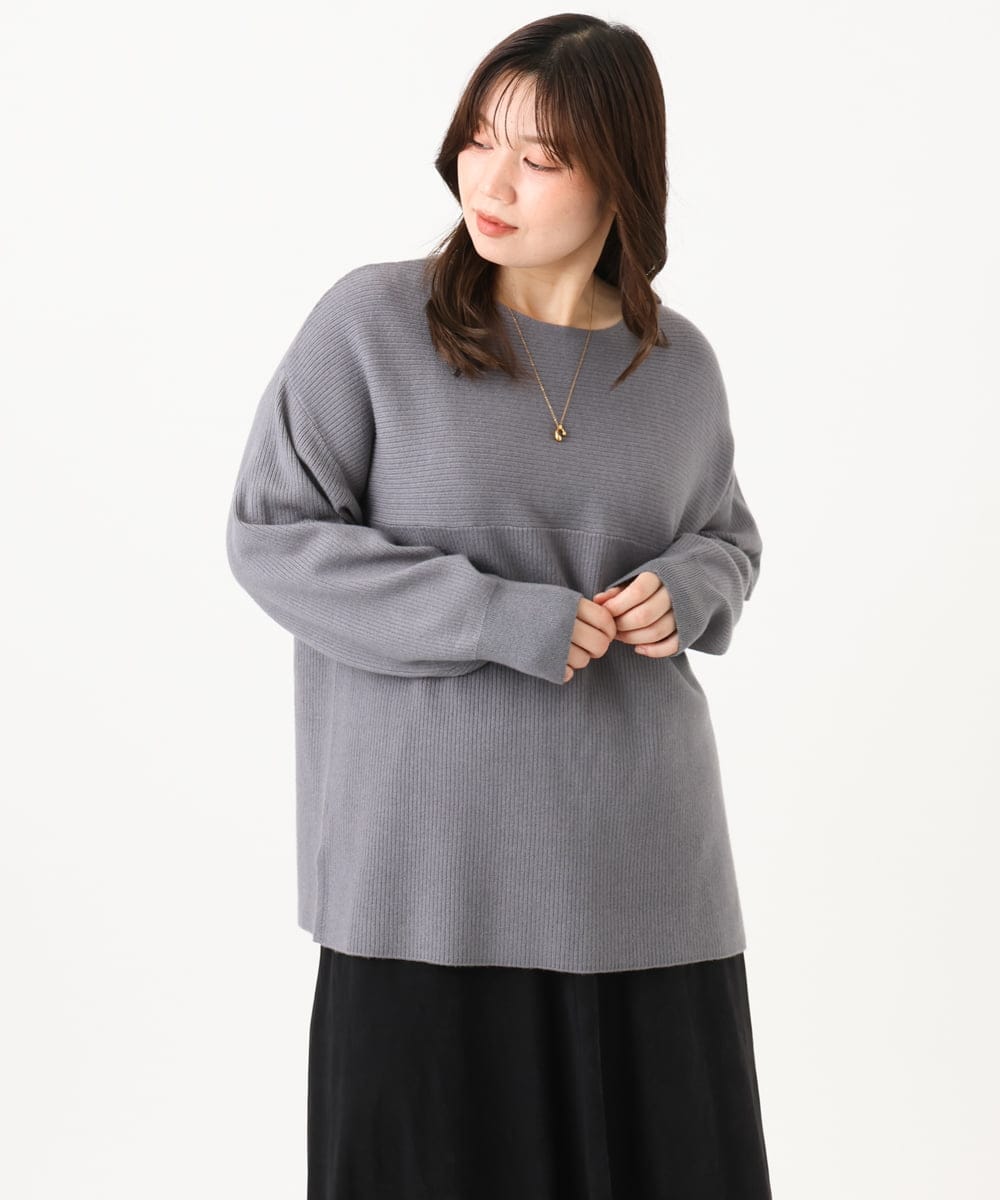 OLFLD01054 eur3(エウルキューブ) 【大きいサイズ】ドロップショルダーニット ダークグレー