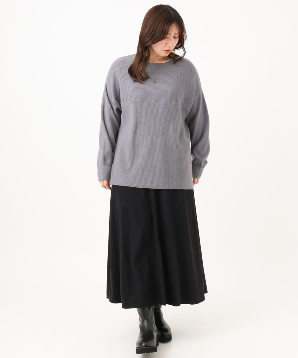OLFLD01054 eur3(エウルキューブ) 【大きいサイズ】ドロップショルダーニット ダークグレー