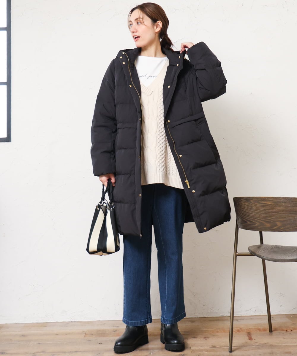 OLFLD06099 eur3(エウルキューブ) 【野呂佳代さん着用/大きいサイズ】ケーブルニットベスト アイボリー