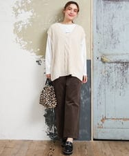 OLFLD06099 eur3(エウルキューブ) 【野呂佳代さん着用/大きいサイズ】ケーブルニットベスト アイボリー