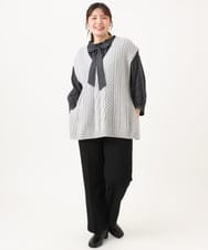 OLFLD06099 eur3(エウルキューブ) 【野呂佳代さん着用/大きいサイズ】ケーブルニットベスト ライトグレー(九州/WEB限定）