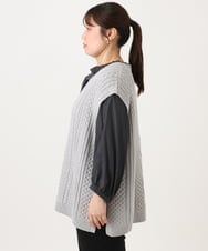 OLFLD06099 eur3(エウルキューブ) 【野呂佳代さん着用/大きいサイズ】ケーブルニットベスト ライトグレー(九州/WEB限定）
