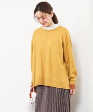 OLFLD07079 eur3(エウルキューブ) 【WEB先行販売】【野呂佳代さん着用/大きいサイズ】バイカラーレイヤード風ニット マスタード(WEB限定カラー)