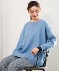 OLFLD07079 eur3(エウルキューブ) 【WEB先行販売】【野呂佳代さん着用/大きいサイズ】バイカラーレイヤード風ニット ライトブルー