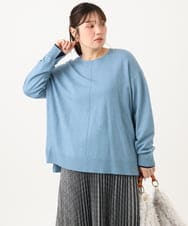 OLFLD07079 eur3(エウルキューブ) 【WEB先行販売】【野呂佳代さん着用/大きいサイズ】バイカラーレイヤード風ニット ライトブルー