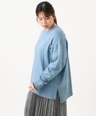 OLFLD07079 eur3(エウルキューブ) 【WEB先行販売】【野呂佳代さん着用/大きいサイズ】バイカラーレイヤード風ニット ライトブルー