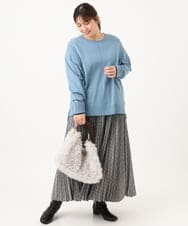 OLFLD07079 eur3(エウルキューブ) 【WEB先行販売】【野呂佳代さん着用/大きいサイズ】バイカラーレイヤード風ニット ライトブルー