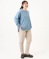 OLFLD07079 eur3(エウルキューブ) 【WEB先行販売】【野呂佳代さん着用/大きいサイズ】バイカラーレイヤード風ニット ライトブルー