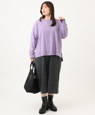 OLFLD07079 eur3(エウルキューブ) 【WEB先行販売】【野呂佳代さん着用/大きいサイズ】バイカラーレイヤード風ニット ラベンダー