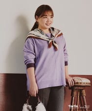 OLFLD07079 eur3(エウルキューブ) 【WEB先行販売】【野呂佳代さん着用/大きいサイズ】バイカラーレイヤード風ニット ラベンダー