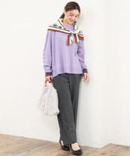 OLFLD07079 eur3(エウルキューブ) 【WEB先行販売】【野呂佳代さん着用/大きいサイズ】バイカラーレイヤード風ニット ラベンダー