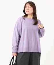 OLFLD07079 eur3(エウルキューブ) 【WEB先行販売】【野呂佳代さん着用/大きいサイズ】バイカラーレイヤード風ニット ラベンダー