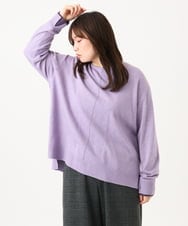 OLFLD07079 eur3(エウルキューブ) 【WEB先行販売】【野呂佳代さん着用/大きいサイズ】バイカラーレイヤード風ニット ラベンダー
