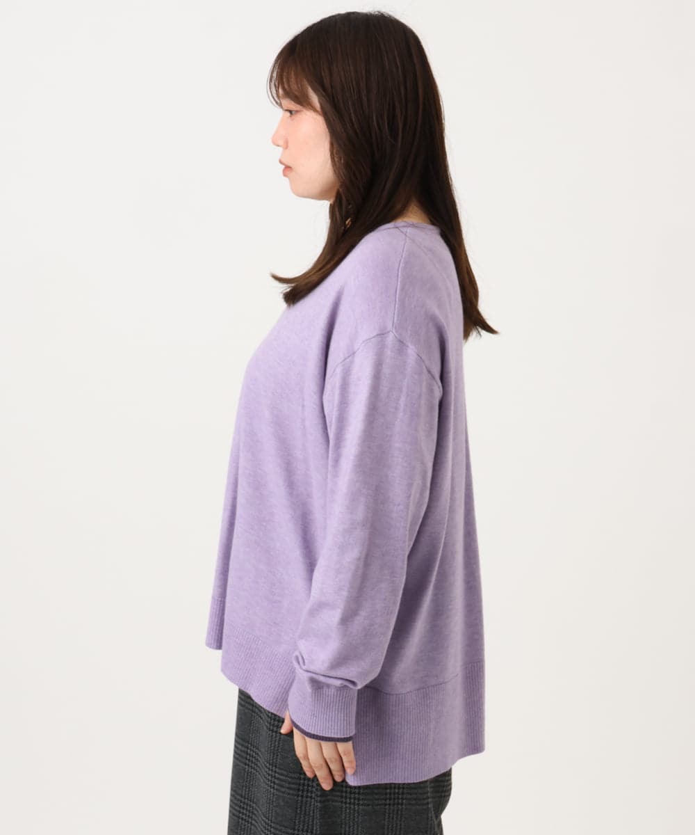OLFLD07079 eur3(エウルキューブ) 【WEB先行販売】【野呂佳代さん着用/大きいサイズ】バイカラーレイヤード風ニット ラベンダー
