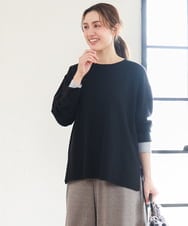 OLFLD07079 eur3(エウルキューブ) 【WEB先行販売】【野呂佳代さん着用/大きいサイズ】バイカラーレイヤード風ニット ブラック