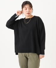 OLFLD07079 eur3(エウルキューブ) 【WEB先行販売】【野呂佳代さん着用/大きいサイズ】バイカラーレイヤード風ニット ブラック