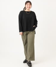 OLFLD07079 eur3(エウルキューブ) 【WEB先行販売】【野呂佳代さん着用/大きいサイズ】バイカラーレイヤード風ニット ブラック