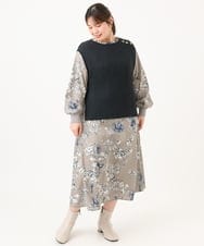 OLFLD08089 eur3(エウルキューブ) 【WEB先行販売】【大きいサイズ】リブニットベスト ネイビー